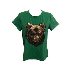 Sparkle City Bear Face Sequin T-shirt Size S